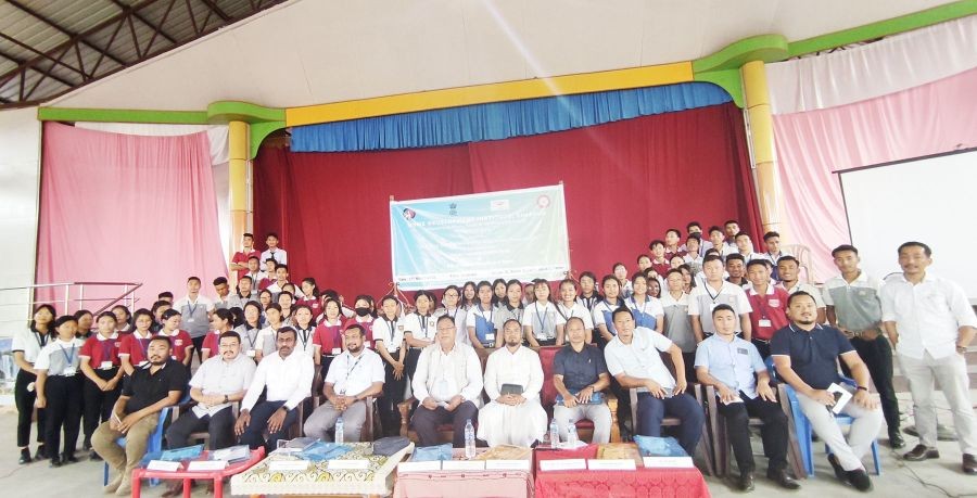 Participants and officials during the entrepreneurship awareness programme held at St Xavier College, Jalukie on March 17.